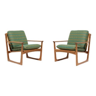 Pair of Danish Modern Cane Back Armchairs by Hans Olsen For Sale
