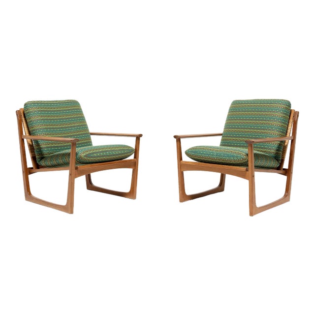 Pair of Danish Modern Cane Back Armchairs by Hans Olsen For Sale