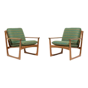 Pair of Danish Modern Cane Back Armchairs by Hans Olsen