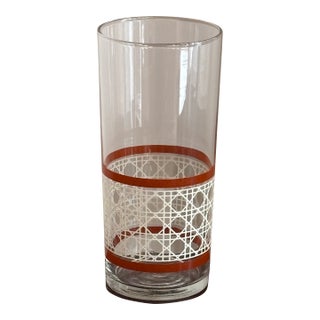 Large Mid-20th Century Woven Cane Pattern Tumblers -- Set of 7 For Sale