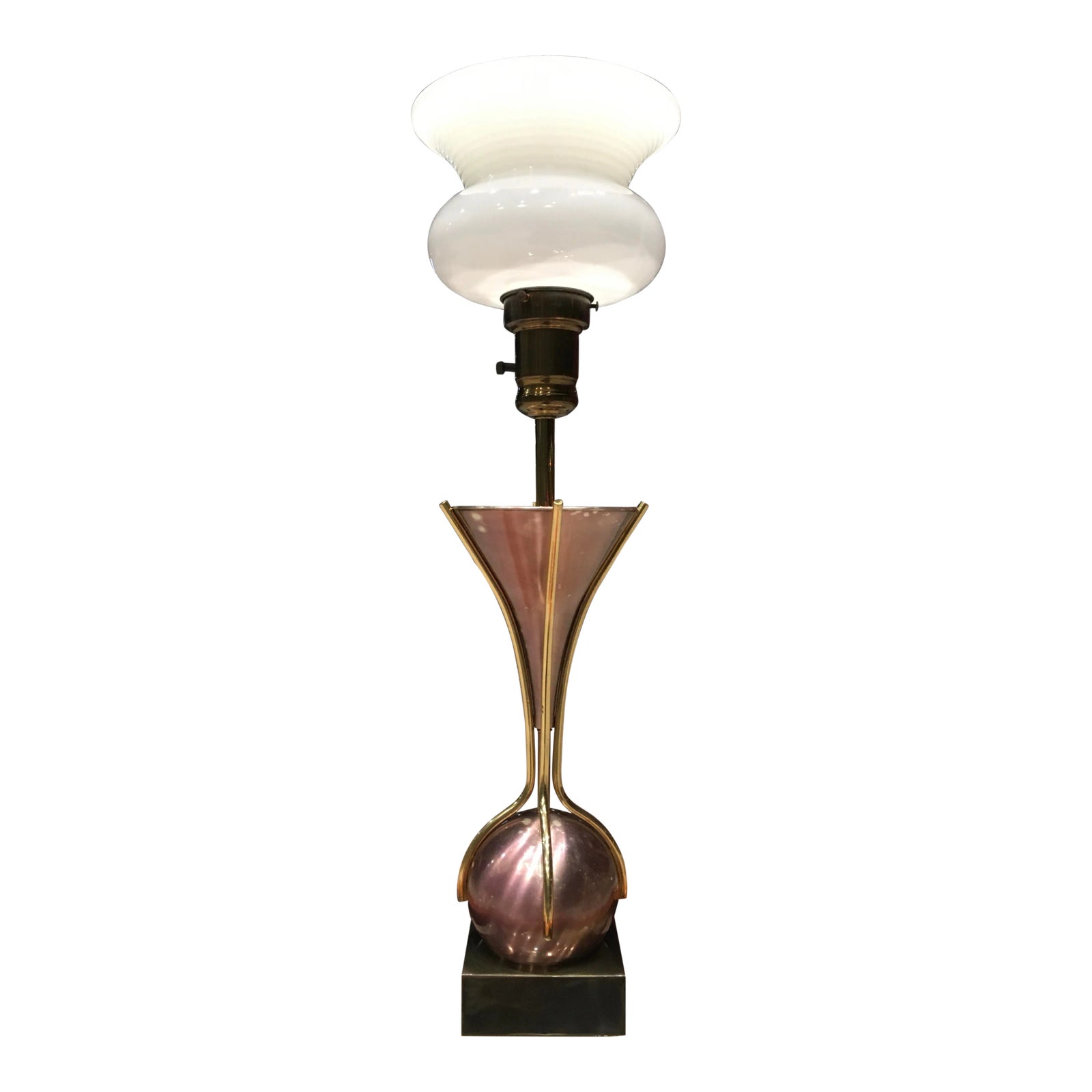 Sculptural Purple Tulip Table Torchiere With Milk Glass Diffuser Manner ...
