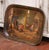 Charming antique French tôle tray crafted circa 1860 and decorated with a finely hand-painted genre scene depicting...