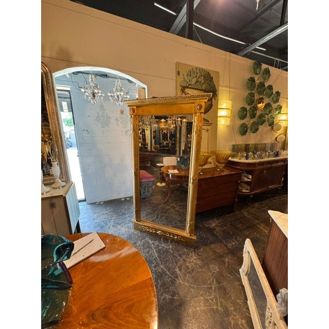 19th C. Swedish Neoclassical Giltwood Mirror For Sale - Image 9 of 9