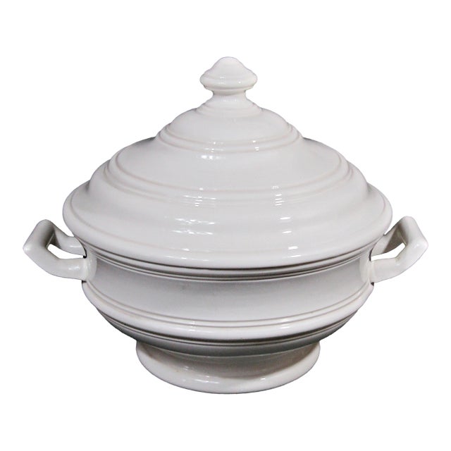 Antique Williams-Sonoma White Italian Large Soup Tureen, 130 Oz For Sale