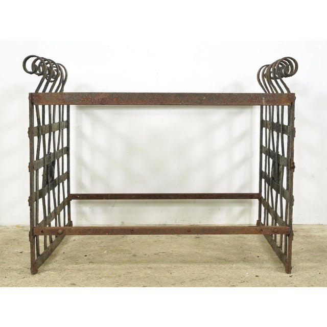 Metal Antique Wrought Iron Box Shaped Fireplace Box For Sale - Image 7 of 7