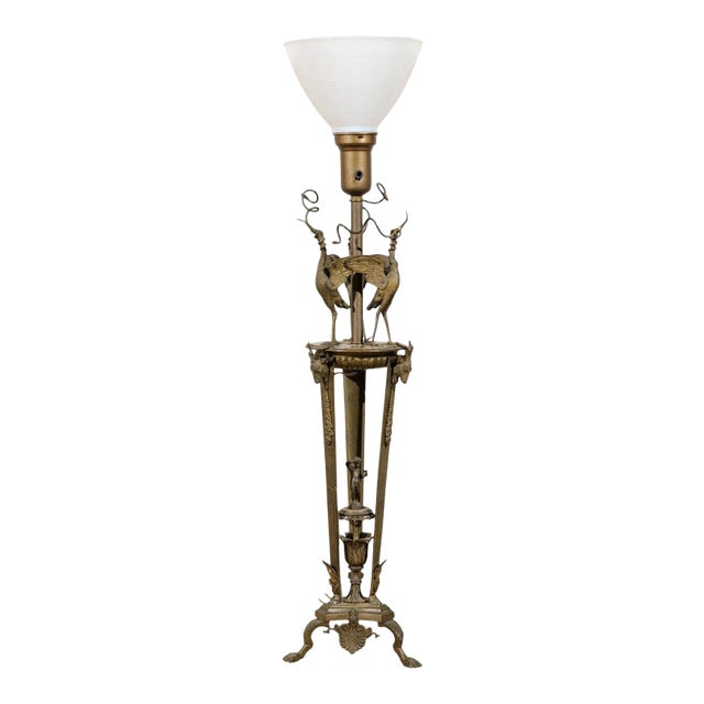 Mid 20th Century Italian Neoclassical Style Table Lamp With Bronze Base For Sale