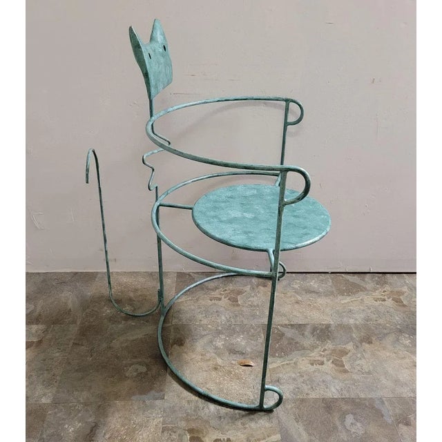 Verdigris Rare Postmodern Stéphane Rondel “Cat Chair,” 1980s, Metal For Sale - Image 8 of 12