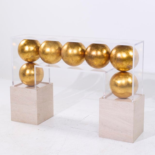 Acrylic and Gold Sphere Bar Console Table | Chairish
