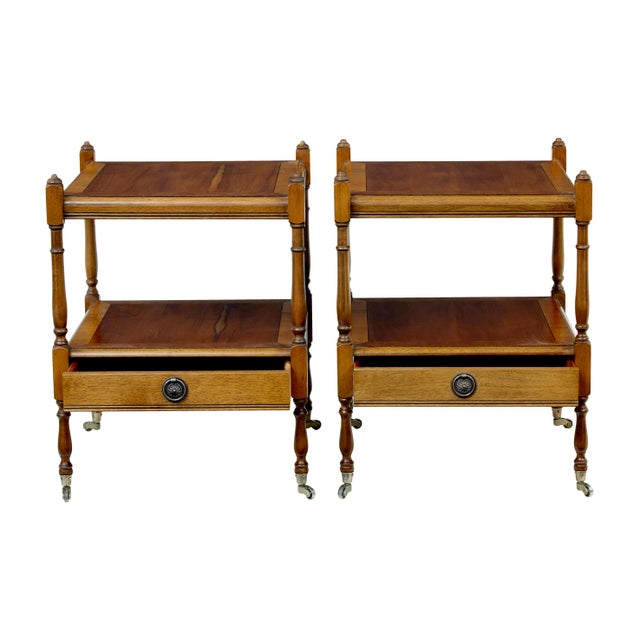 Mid-Century Yew Wood Side Tables, 1970, Set of 2 For Sale - Image 4 of 8