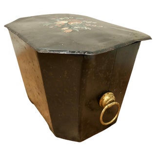 19th Century Folk Art Barge Wear Toleware Log Box, 1880s For Sale