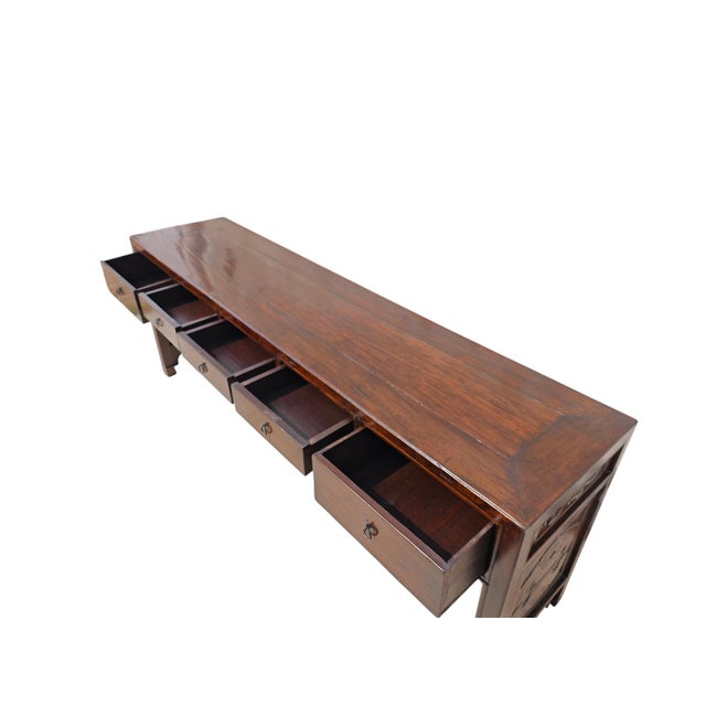 19th Century Chinese Elm 90" Long Writing Desk For Sale - Image 11 of 13