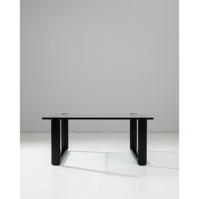 20th Century Italian Glass Coffee Table On Wooden Base For Sale - Image 16 of 18