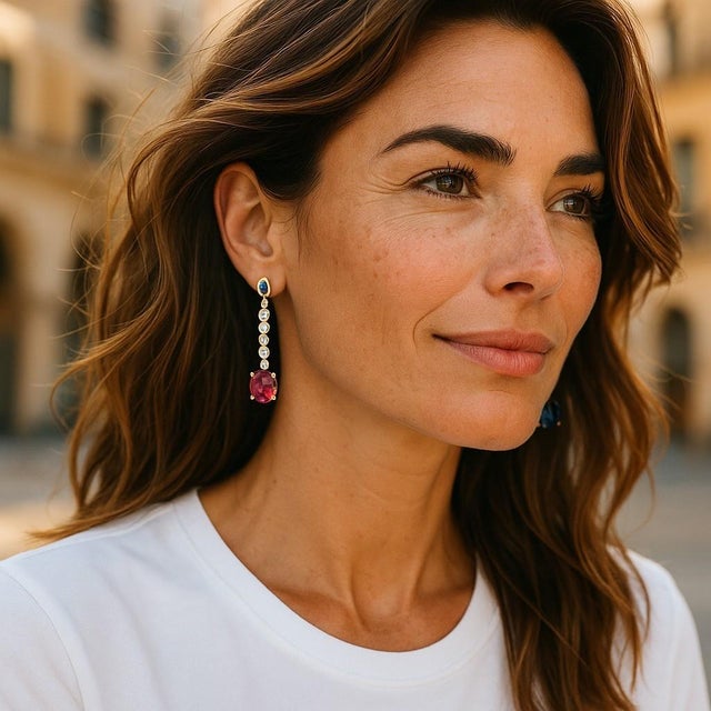 Elevate your elegance with these exquisite 14 Karat Yellow Gold Double Tiered Drop Earrings, a masterpiece of luxury and...