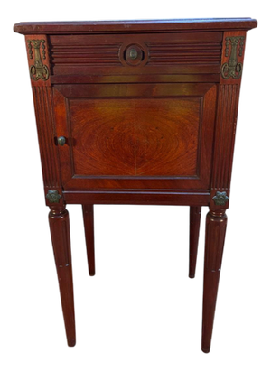 Antique Louis XVI Style Bedside Table in Mahogany and Mahogany Veneer