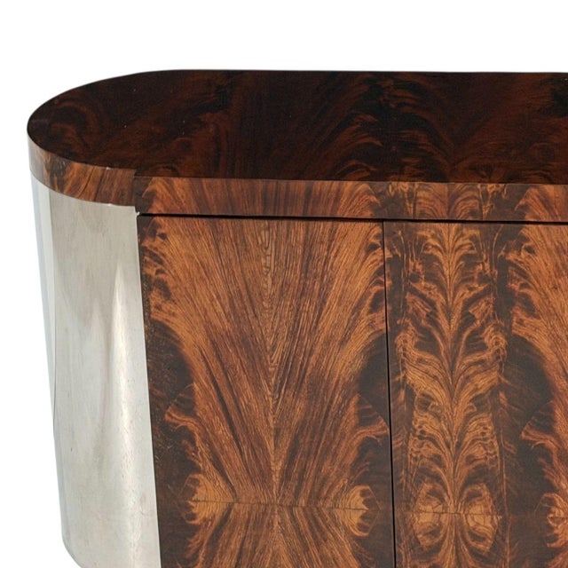 1970s Ron Seff Burled Walnut Credenza With Chrome Sides, 1970 For Sale - Image 5 of 8