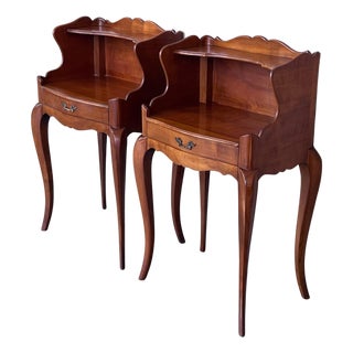 Early 20th Century Pair of French Nightstands Tables with Drawer and Open Shelf For Sale