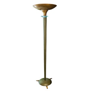 1930s Green and Gold Leaf Floor Lamp, France For Sale