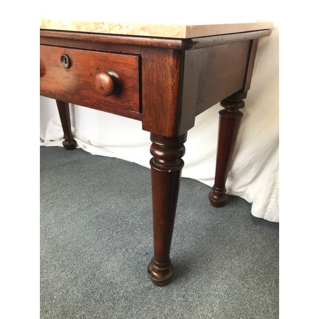 Antique Wood Kitchen Island With Two Drawers and Marble Top Chairish