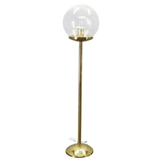 Space Age Bubble Glass and Brass Floor Lamp, Czechoslovakia, 1970s For Sale - Image 11 of 11
