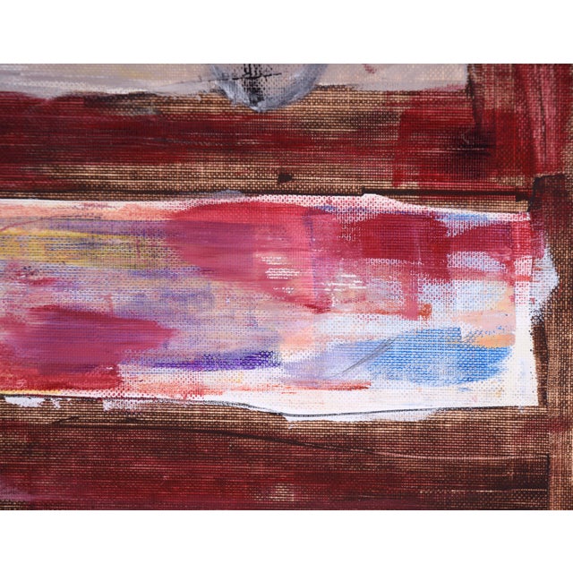 Blocks of Color on a Red Field in Acrylic on Textured Paper by Blocks of Color on a Red Field in Acrylic on Textured Paper For Sale - Image 4 of 5