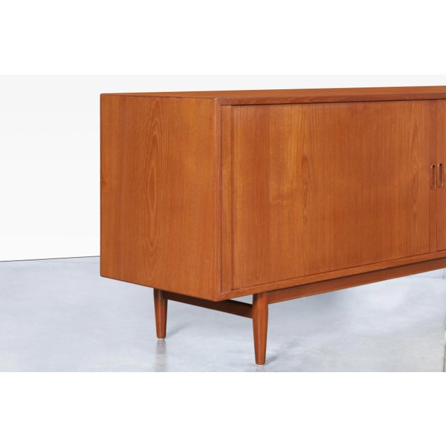 Mid-Century Modern 1950s Danish Modern Teak Tambour Door Credenza by Arne Vodder for Sibast Mobler For Sale - Image 3 of 12