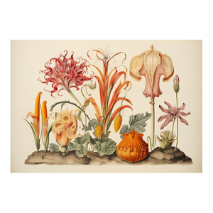 13" X 9" 'Garden Flowers' Botanical Print, 'Hortus Floridus' Style, Unframed