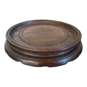 Antique 19th C. Chinese Carved Hard Wood Display Stand or Base for Kangxi Porcelain Vase or Bowl