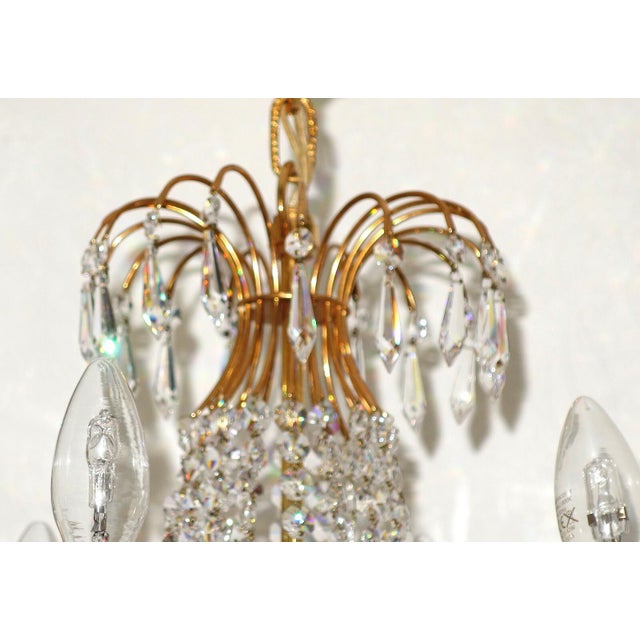 Brass Lead Crystal Nine-Light Chandelier from Palwa, 1950s For Sale - Image 4 of 13