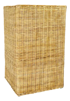 Coastal Organic Modern Rattan Braid Column Pedestal by Wicker Works