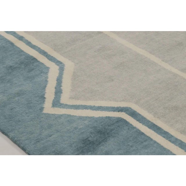 Rug & Kilim’s Oversized Contemporary Art Deco Style Rug in Teal, Ivory & Gray For Sale - Image 10 of 11