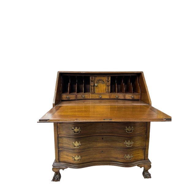 Baker Furniture Company Baker - Georgian Chippendale Mahogany 1940 Vintage Secretary Desk For Sale - Image 4 of 5