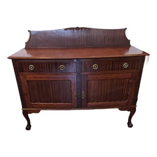 Antique 1900s Chippendale Carved Paw Foot Sideboard Colonial Island Mahogany For Sale