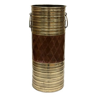 Vintage Brass and Copper Umbrella Stand For Sale