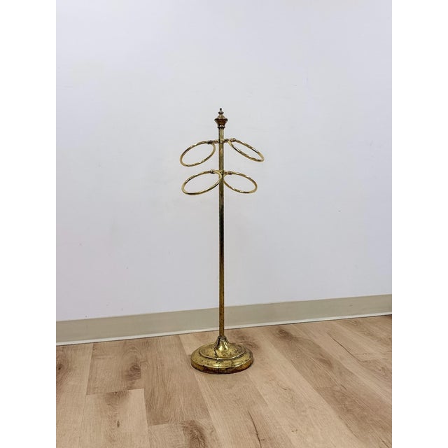 Vintage Towel Rack Brass Regency Freestanding Scarf Rack Hollywood Regency MCM For Sale In Tampa - Image 6 of 7