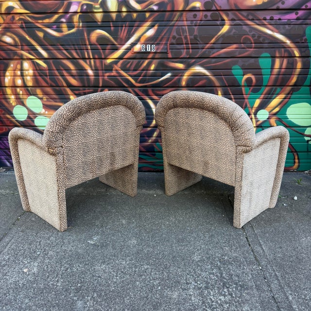 Tan Pair of 1980s Cheetah Print Accent Club Chairs For Sale - Image 8 of 12