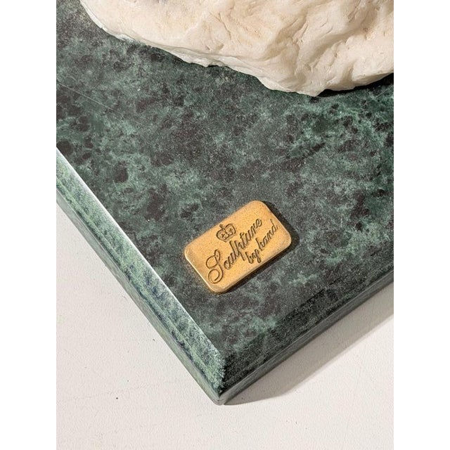 White Horse Head on Green Marble Base Sculpture by Leonardo For Sale - Image 3 of 7