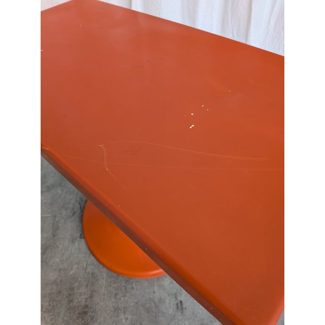 Wood Vintage Space Age Orange Pedestal Table by Finžgar & Zorman for Meblo, Former Yugoslavia, 1970s For Sale - Image 7 of 12