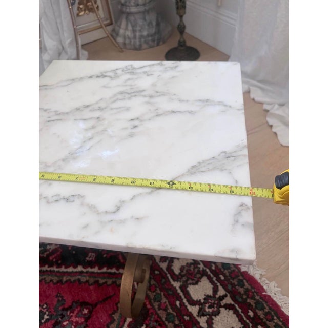 Stone Vintage Italian Hollywood Regency Gilt Iron & Marble Side Table For Sale - Image 7 of 8