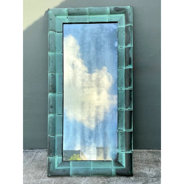 Vintage Patinated Copper Shingle Floor Mirror For Sale - Image 10 of 12