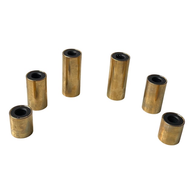 Danish Modern 24 Carat Gold Plated Candleholders by Hugo Asmussen, Set of 6 For Sale