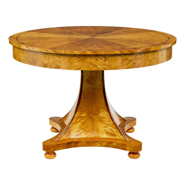 Scandinavian Art Deco Inlaid Birch Center Table, 1920 For Sale