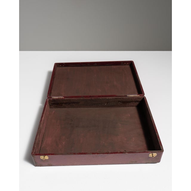Early 20th Century Burgundy French Silverware Box For Sale - Image 15 of 15