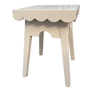 Irwin and Lane White Square Scalloped Side Table