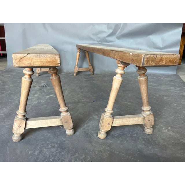 French Pair of Late 18th- Early 19th Century French Benches For Sale - Image 3 of 6