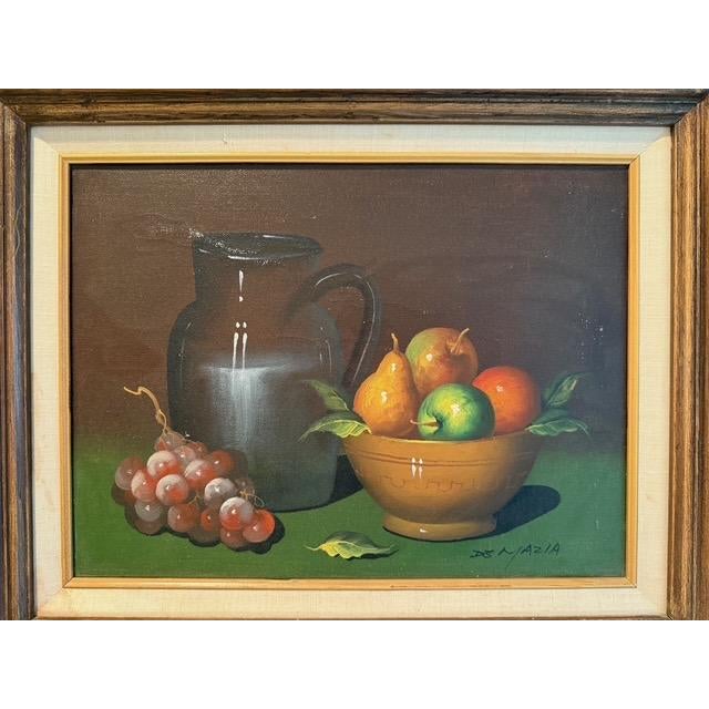 Mid-Century Modern Vintage Mid-Century "De Mazia" Signed Fruit Still Life Oil Painting - Framed For Sale - Image 3 of 3