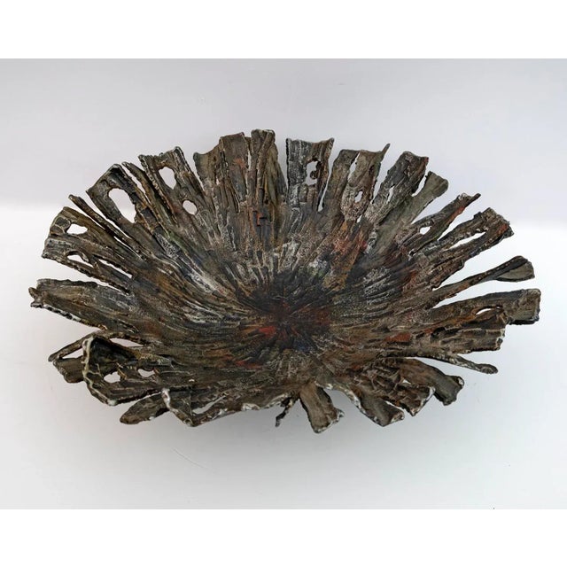 Brown Brutalist Centerpiece in Forged Iron by Salvino Marsura, 1970s For Sale - Image 8 of 8