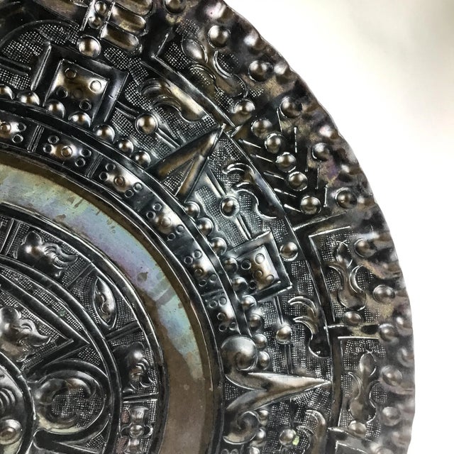 Vintage Hand Hammered Solid Copper Sun God Hanging Wall Plate For Sale In Portland, ME - Image 6 of 13