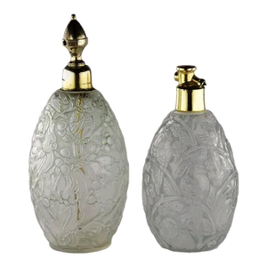 Pair of Early 20th Century Art Déco French Glass Perfume Bottles by Robj and Burgun & Schverer