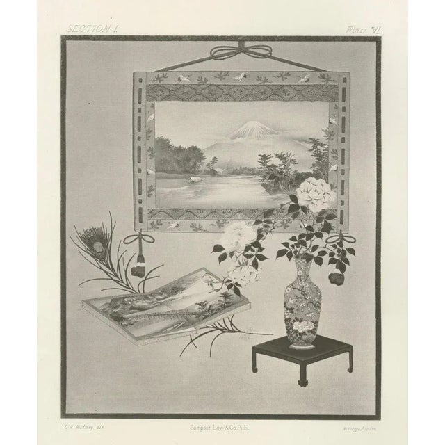Black Still Life with Mount Fuji and Floral Vase, 1800s, Paper For Sale - Image 8 of 10
