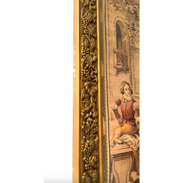 Wood Aubusson Style Tapestry in Giltwood Frame For Sale - Image 7 of 11